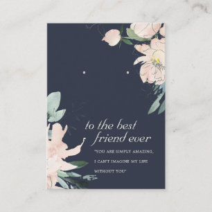 NAVY BLOMMIGT FRIEND GIFT EARRING VISNING CARD PLACERINGSKORT