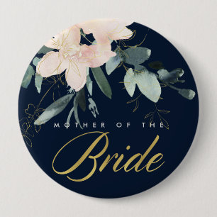 NAVY BLOMMIGT VATTENFÄRG MOR I BRIDE GULD KNAPP