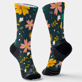 Navy blomsterträdgård Whimsical vår mönster