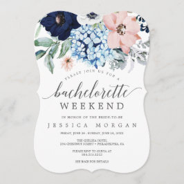 Navy Blooms Bachelorette Helg Itinerary Inbjudningar