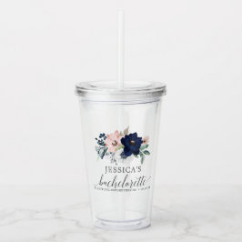 Navy Blooms Bachelorette Party Favor Tumbler Take Away Mugg