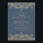 Navy Blue 80:e Födelsedagsfesten Unik Golden Snöre Inbjudningar<br><div class="desc">Navy Blue 80:e Födelsedagsfesten Unik Golden Snöre-inbjudan. Anpassad till din födelsedagsfirandeinformation: Ålder, namn, datum och tid, plats osv. Det är vackert med ett gyllene utseende snöre och typografi på en marin blå bakgrund. Du kan ändra bakgrunden till färg. Underbara eleganter för födelsedagar för kreativ land. Detta 80:e födelsedagsfest inbjudan är...</div>