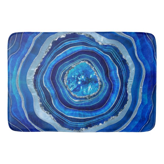 Navy Blue Agate Geode Digital art Badrumsmatta (Framsidan)