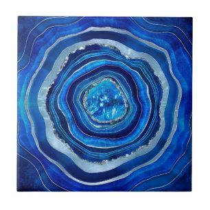 Navy Blue Agate Geode Digital art Kakelplatta