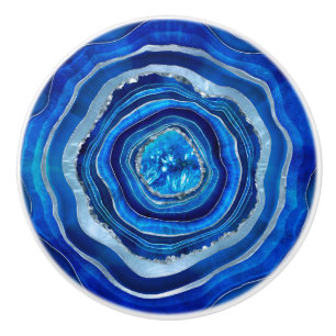 Navy Blue Agate Geode Digital art Knopp