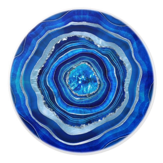 Navy Blue Agate Geode Digital art Knopp (Framsidan)