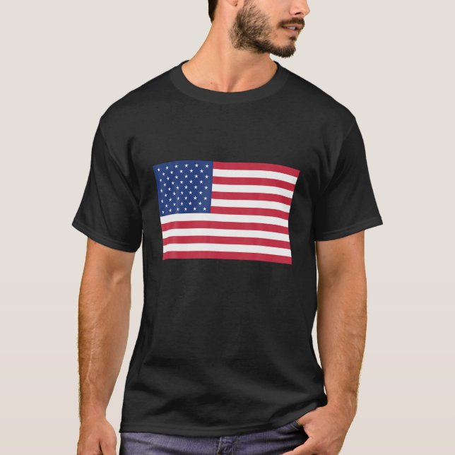 Navy Blue American Flagga Shirt Simple Patriotic T (Framsida)