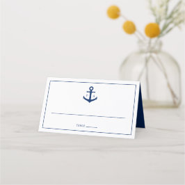 Navy Blue Anchor Monogram Marin Bröllop Placeringskort