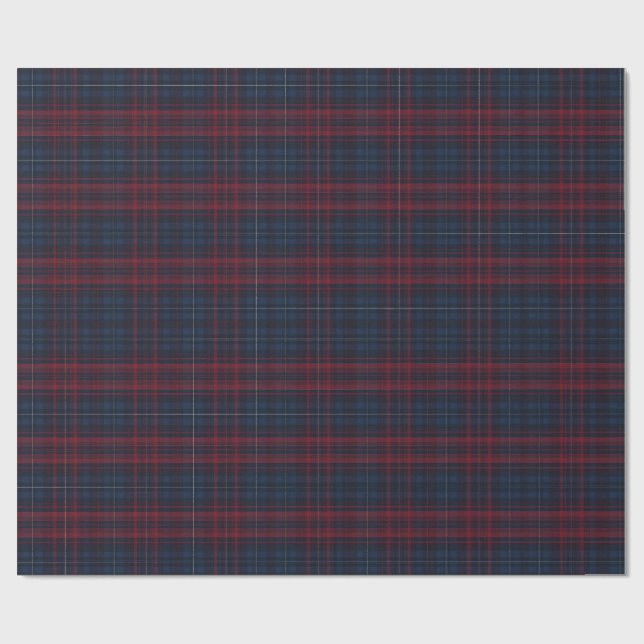 Navy Blue and Burgundy Plaid Wrapping Paper Presentpapper (Platt)