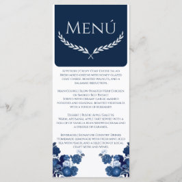 Navy Blue and Dusty Blue Floral Color Block Menu Meny