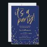 Navy Blue and Gold 50th Birthday Party Inbjudningar<br><div class="desc">Navy Blue and Gold 50th Birthday Party Invitation
Your guests will know that this will be a fun party by just looking at this invitation! This design features fun typography,  a pink background,  and lots of gold confetti!</div>