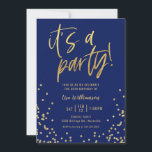 Navy Blue and Gold 50th Birthday Party Inbjudningar<br><div class="desc">Navy Blue and Gold 50th Birthday Party Invitation
Your guests will know that this will be a fun party by just looking at this invitation! This design features fun typography,  a pink background,  and lots of gold confetti!</div>