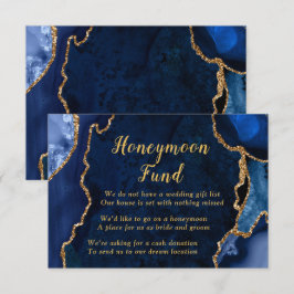 Navy Blue and Gold Agate Honeymoon Fund Tilläggskort