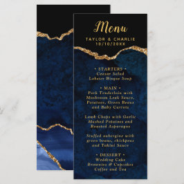 Navy Blue and Gold Agate Marble Wedding Meny