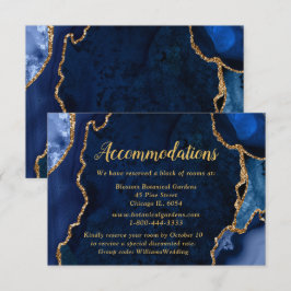 Navy Blue and Gold Agate Wedding Accommodations Tilläggskort