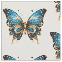Navy Blue and Gold Butterfly Seamless Pattern Tyg