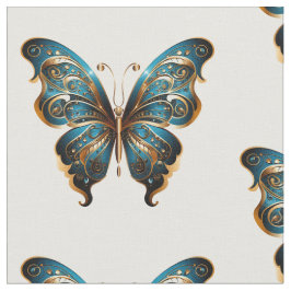 Navy Blue and Gold Butterfly Seamless Pattern Tyg