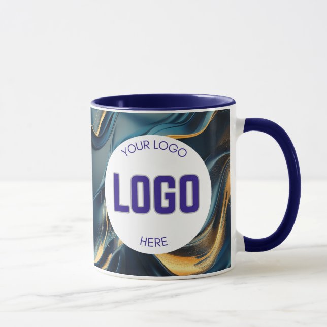 Navy Blue and Gold Modern Boho Custom Logo Mug Mugg (Höger)