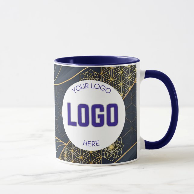 Navy Blue and Gold Modern Boho Custom Logo Mug Mugg (Höger)