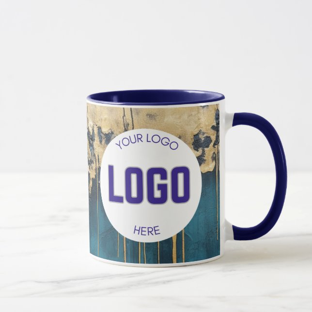Navy Blue and Gold Modern Boho Custom Logo Mug Mugg (Höger)