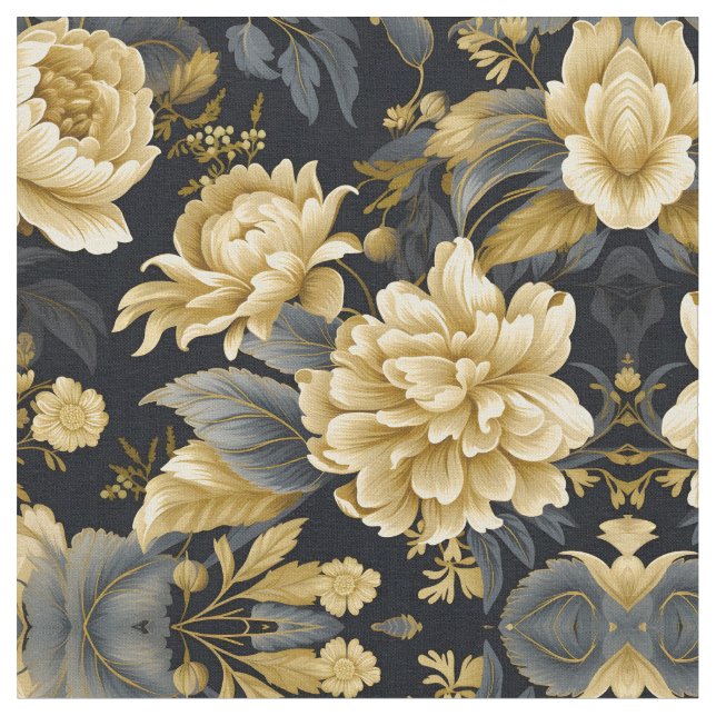 Navy Blue and Gold Modern Boho Seamless Pattern Fa Tyg (Närbild)