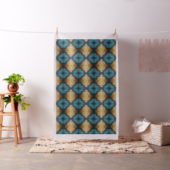 Navy Blue and Gold Modern Boho Seamless Pattern Tyg (In Situ)