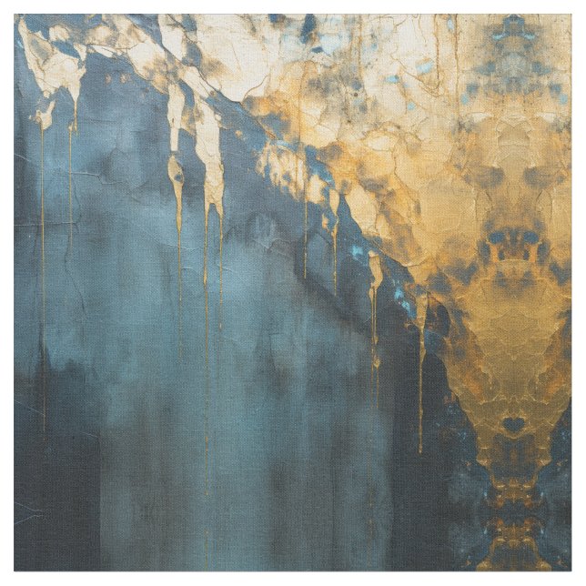 Navy Blue and Gold Modern Boho Seamless Pattern Tyg (Närbild)