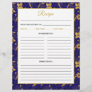 Navy Blue and Gold Poinsettia Flowers Recipe Page Reklamblad