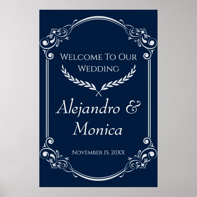 Navy Blue and Gray Modern Welcome Poster 1 of 3 (Framsidan)