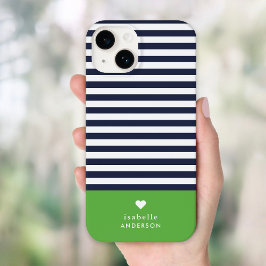 Navy Blue and Grönt Chic Rand Heart Monogram