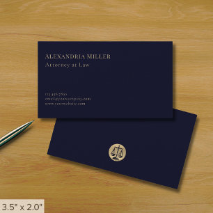 Navy Blue and Guld Attorney at Law Visitkort