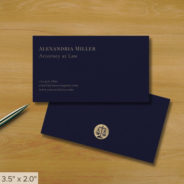 Navy Blue and Guld Attorney at Law Visitkort (Skapare uppladdad)