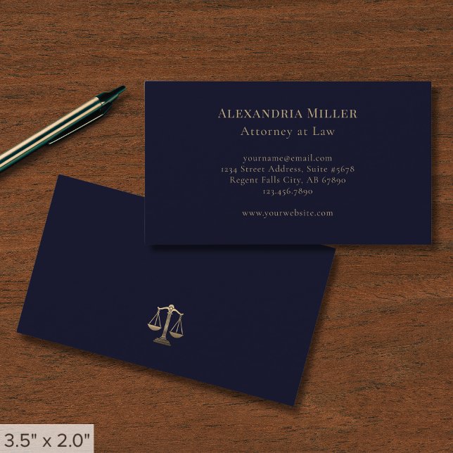Navy Blue and Guld Lawyer Visitkort (Skapare uppladdad)
