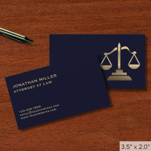 Navy Blue and Guld Lawyer Visitkort