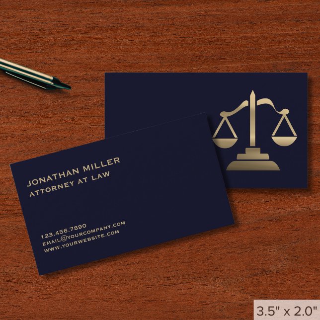 Navy Blue and Guld Lawyer Visitkort (Skapare uppladdad)