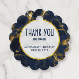 Navy Blue and Guld Marble Modern Snyggt Birday Gåvor Etiketter