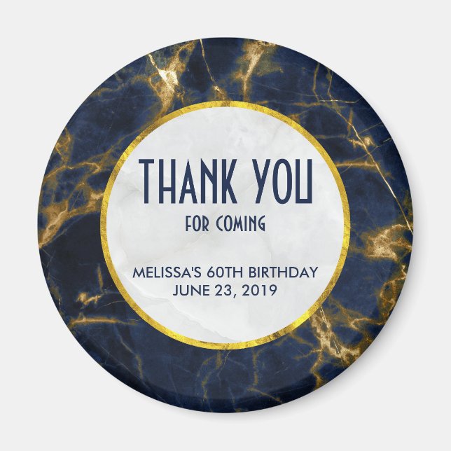 Navy Blue and Guld Marble Modern Snyggt Birday Magnet (Framsidan)