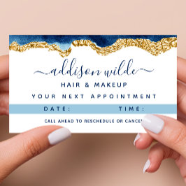Navy Blue and Guld Watercolor Appointointkort Tidsbeställning Kort