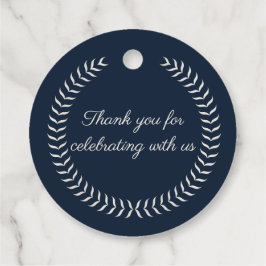 Navy Blue and Ivory Elegant Monogram Wedding Favor Gåvor Etiketter