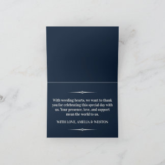 Navy Blue and Ivory Elegant Monogram Wedding Tack Kort