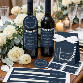 Navy Blue and Ivory Elegant Ornamental Wedding Presentaskar