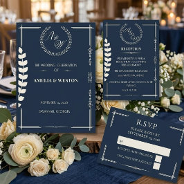 Navy Blue and Ivory Elegant Wedding Reception Tilläggskort