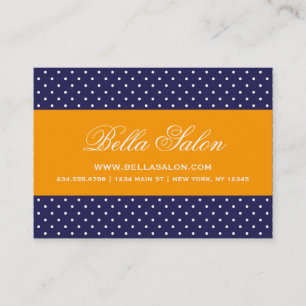 Navy Blue and Orange Modern Polka dots Visitkort