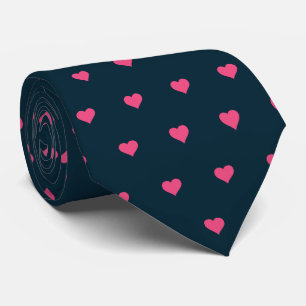 Navy Blue and Rosa Hearts Neck Tie Slips