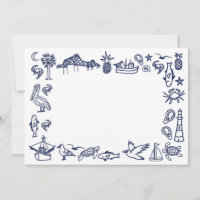 Navy Blue and White Charleston Toile Gräns
