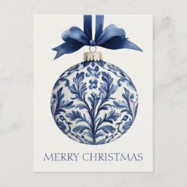 Navy Blue and White Chinoiserie Christmas Ornament Vykort