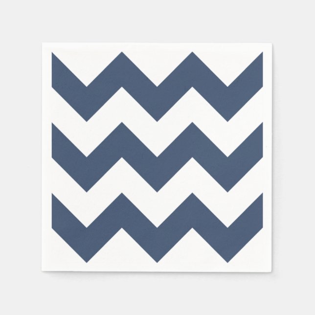 Navy Blue and White Modern Chevron Pappersservett (Framsidan)