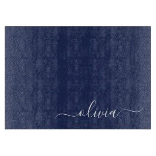 Navy Blue and White Modern Monogram