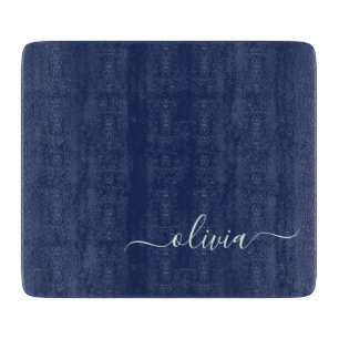 Navy Blue and White Modern Monogram