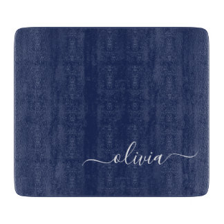Navy Blue and White Modern Monogram